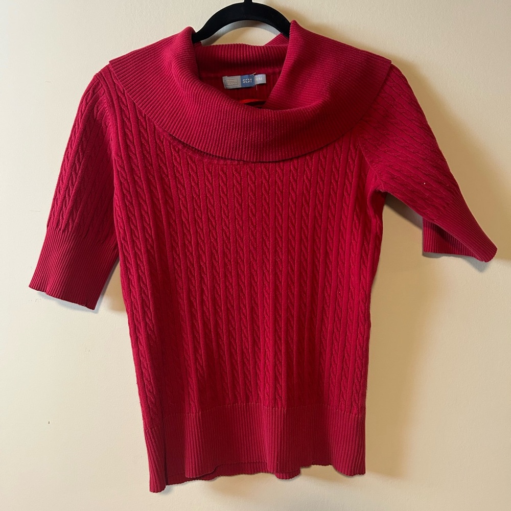Denver Hayes Vibrant Red Cowl Neck Sweater